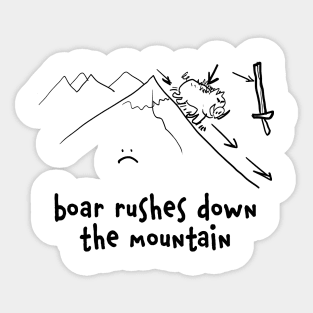 boar rushes down the mountain Sticker